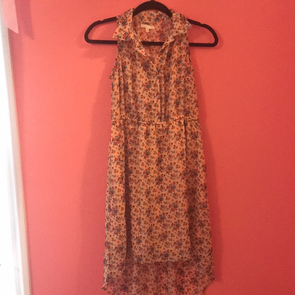 collared high-to-low floral dress